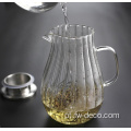 Pote de chá de vidro resistente ao calor transparente com nervuras personalizadas
